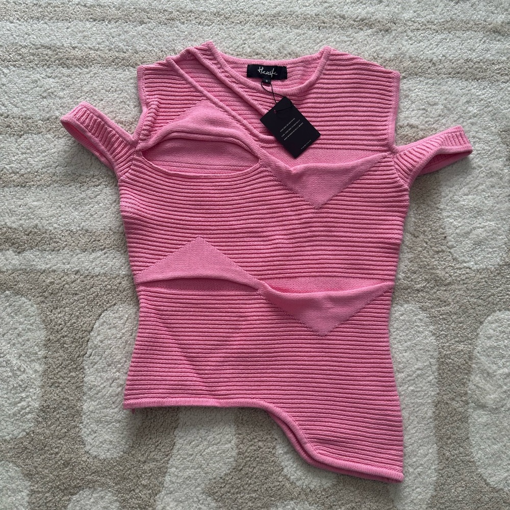 Hanifa Sacha Top - Pink Knit Sweater
